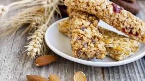 cereal bars on plate stack