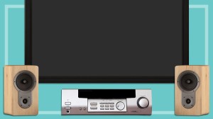 audio visual receiver TV and speakers
