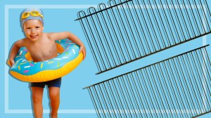 pool fences and boy in swimming gear