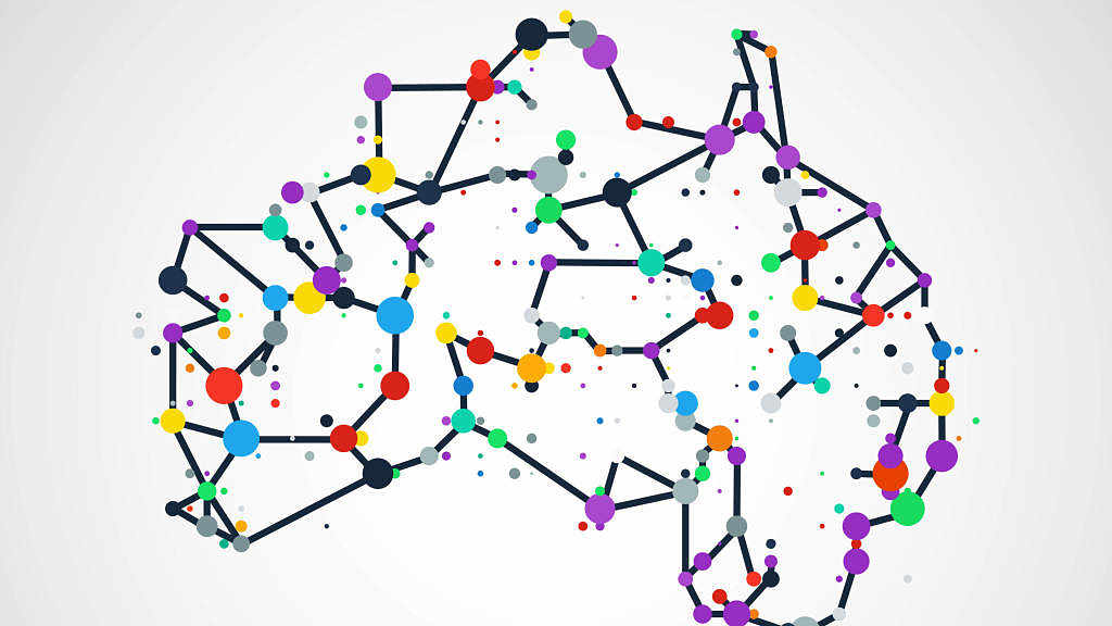 map of australia with network nodes