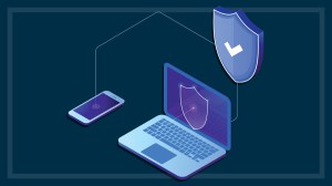 illustration of security software on laptop and smartphone