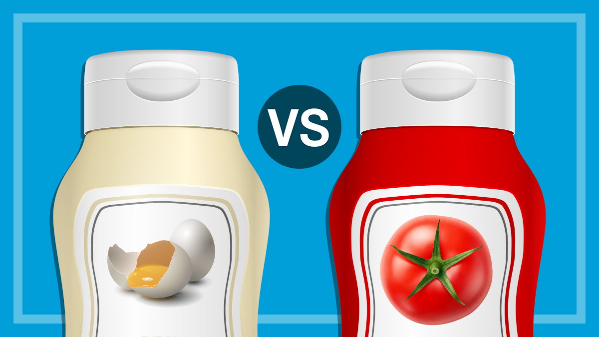 mayonnaise and tomato sauce bottles