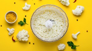 cauliflower rice in a food processor
