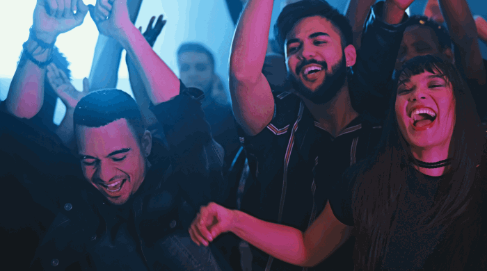 concert audience with faceprint overlay lead