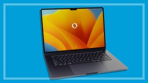 Apple MacBook Air 15-inch on a blue background