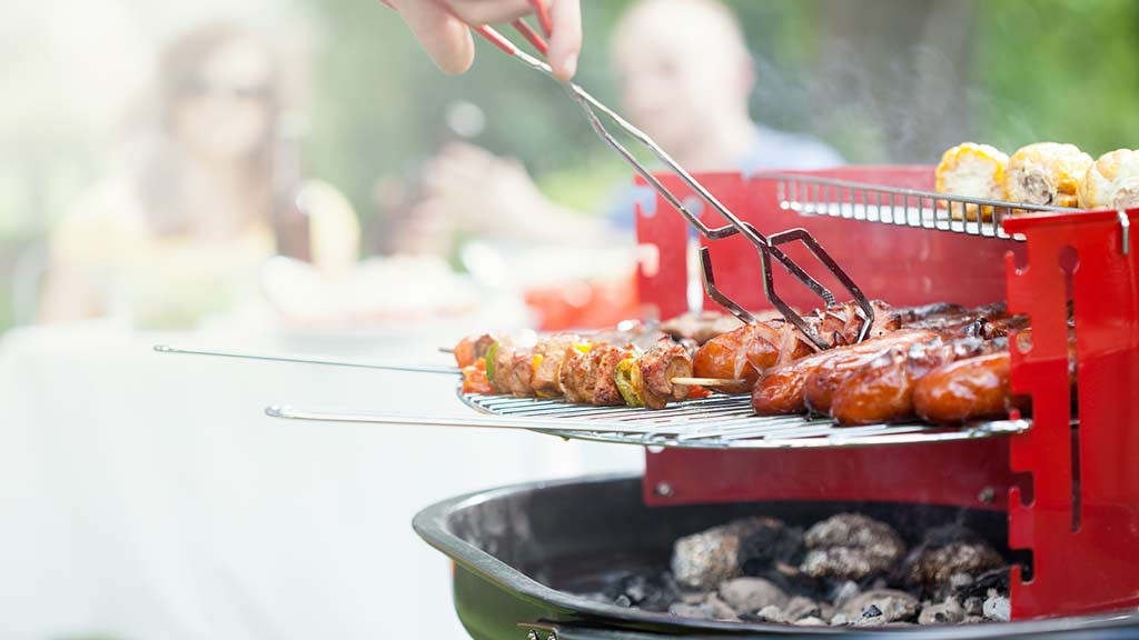 sausages on a barbecue grill