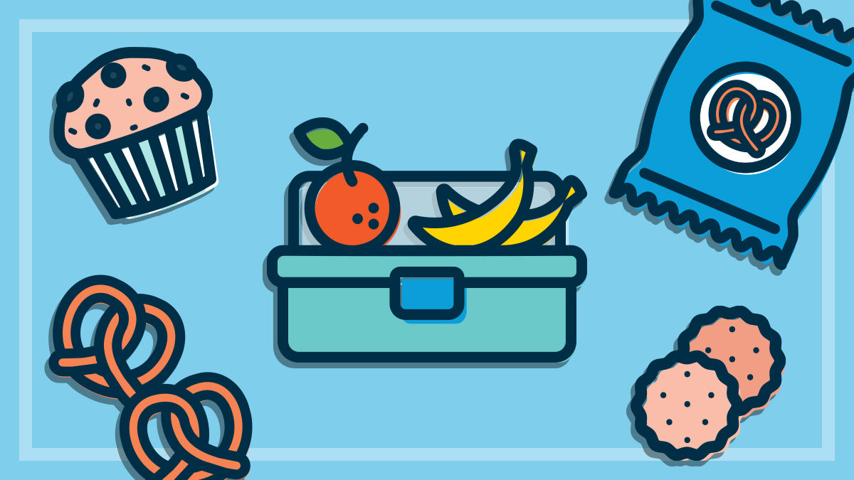 illustration of lunchbox surrounded by other snacks