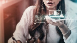 woman using a translation device