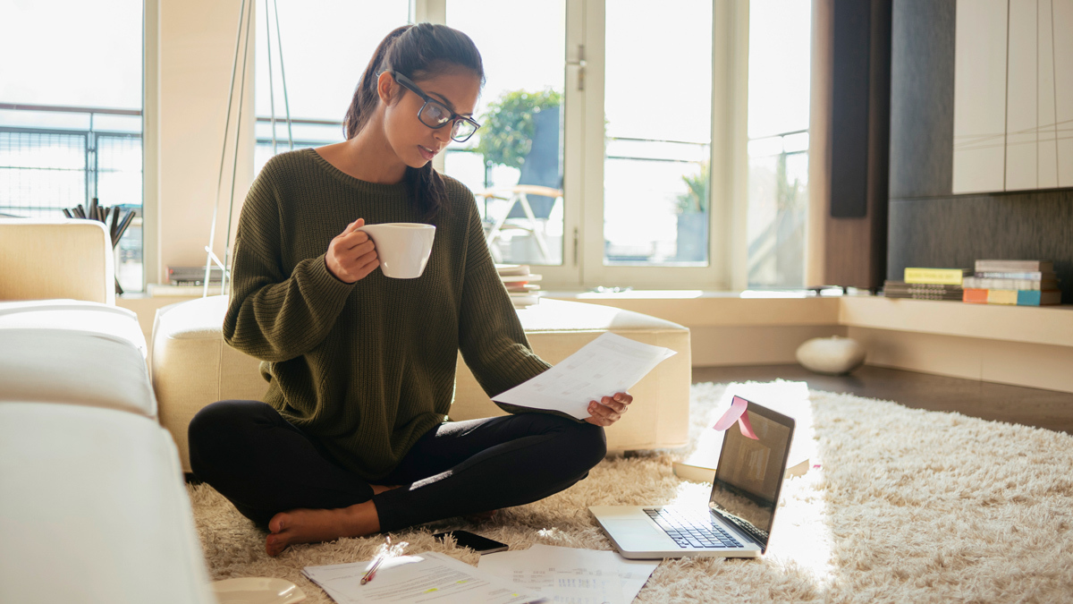 woman working in the sun from home