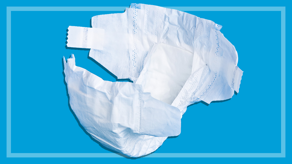 disposable nappy on a blue background