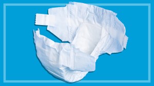 disposable nappy on a blue background
