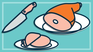 illustration of freshly carved christmas ham
