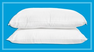white pillows on blue background
