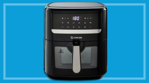 aldi digital air fryer on blue background