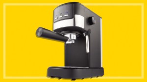 kmart coffee machine on yellow background