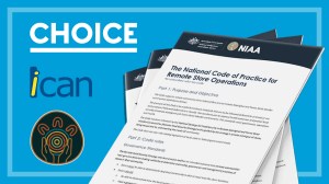 remote grocery stores voluntary code docment and_ choice ican and mob strong logos