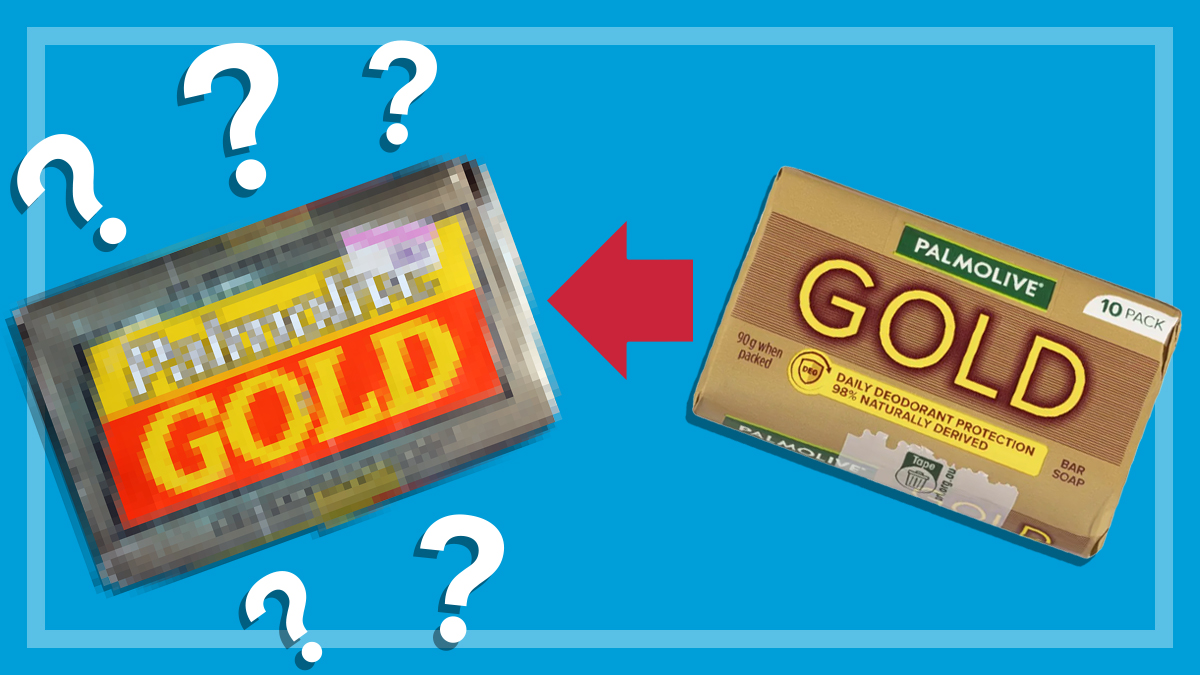 arrowpointingfromanewpalmolivegoldsoappacktoanoldonepixellatedandsurroundedbyquestionmarks