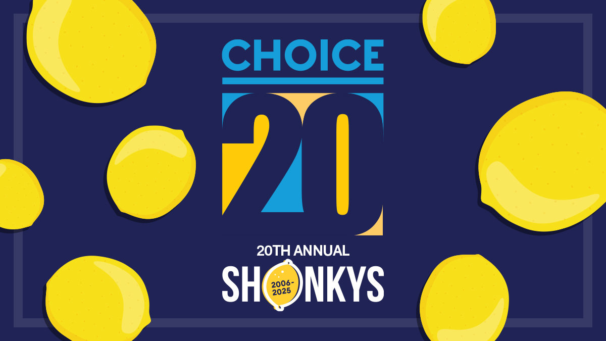 twentieth shonkys logo surrounded by lemons on navy background