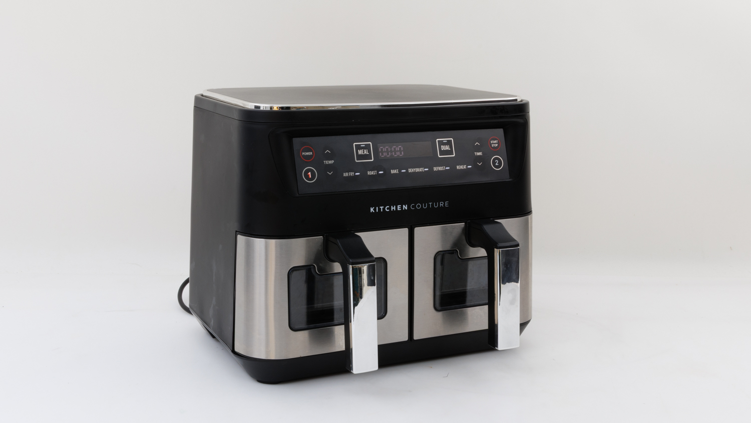 kitchen couture dual view stainless steel air fryer silver 10l