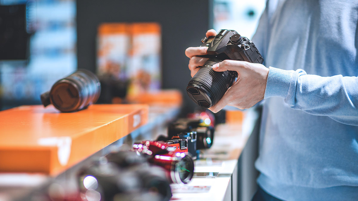 person shopping for electronics instore